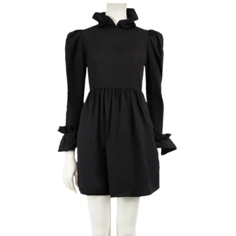 Batsheva Black Long Sleeve Dress with Ruffles